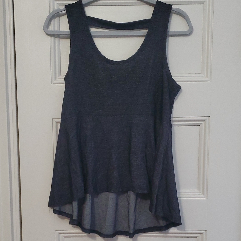 Dots Charcoal Sleeveless High-low Tank Top